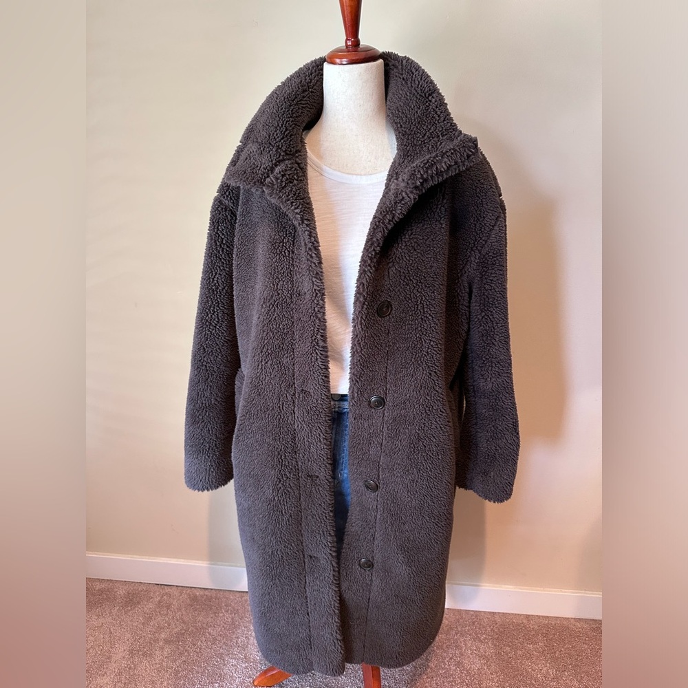 Gap Sherpa Chocolate Brown Lined Long Coat